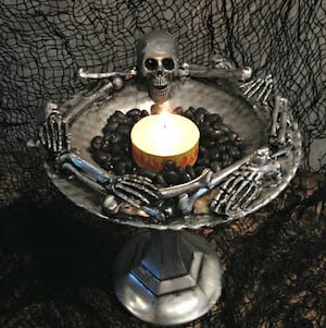 skeleton dish candle