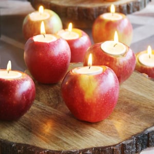 Apple Tea Light Candles Thanksgiving Centerpiece