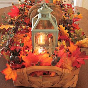 DIY Fall Themed Centerpiece with Lights