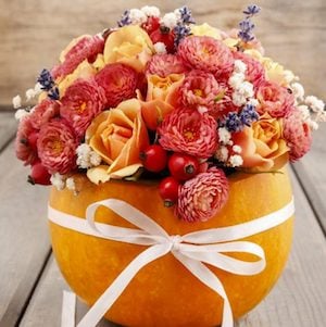 Pumpkin Fall Flower Centerpiece 