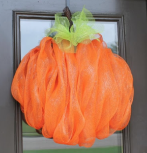 deco mesh pumpkin for front porch
