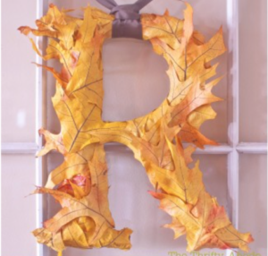 fall leaves letter door hanger