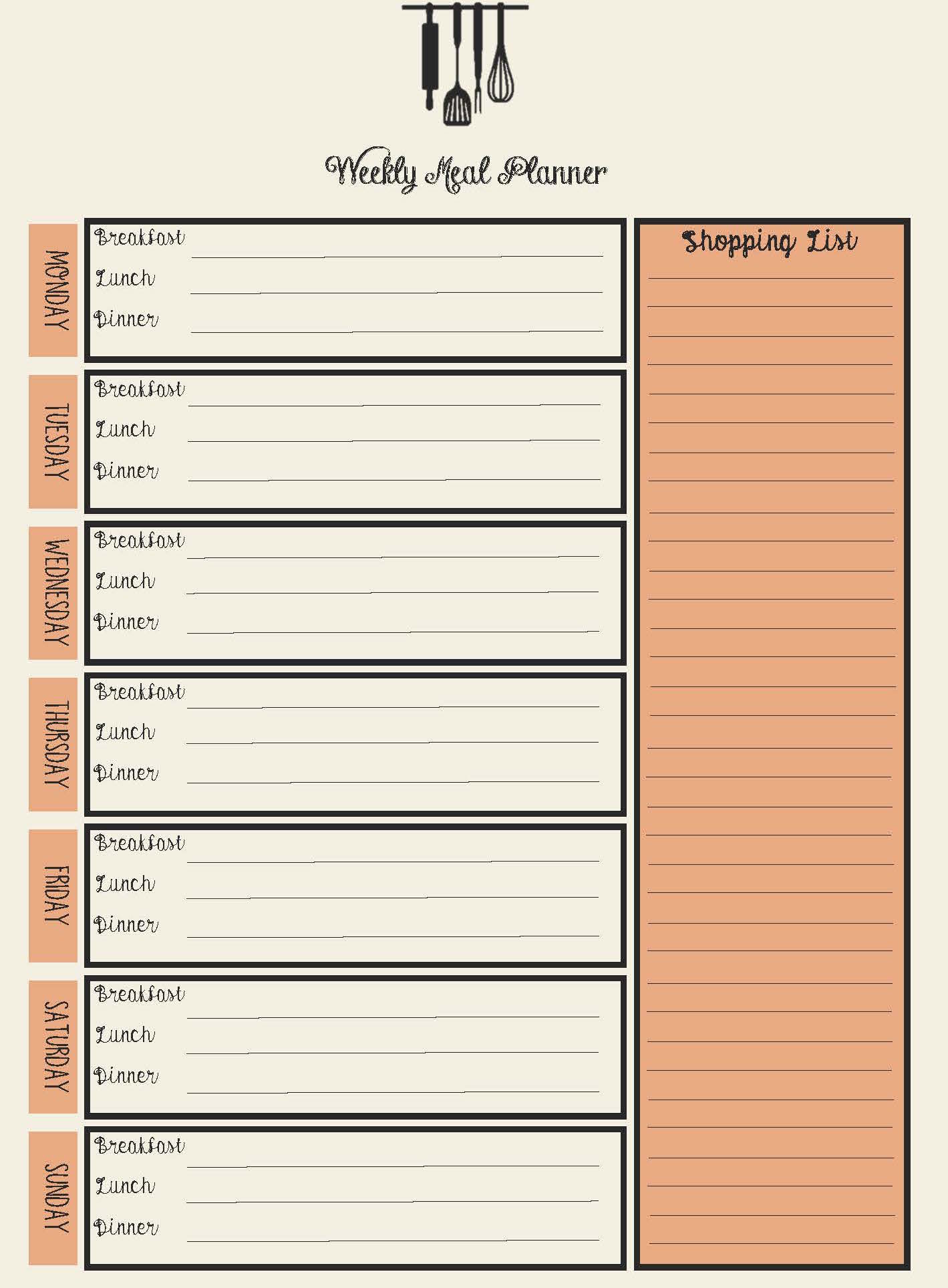 Meal Planning Templates (5 Pack of Printables) - Prudent Penny Pincher