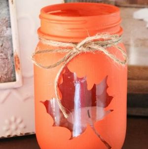 Maple leaf Luminary mason jar