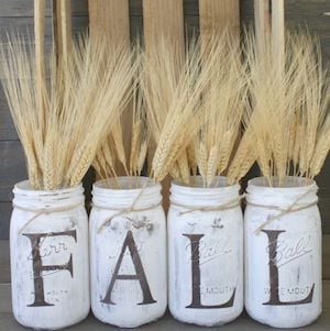 Rustic Fall Mason Jars Centerpiece 