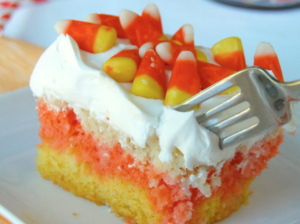 candy corn poke cake