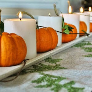 Pumpkin and Candle Centerpiece 