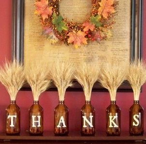 DIY Thanksgiving Table Bottle Centerpiece Decorations