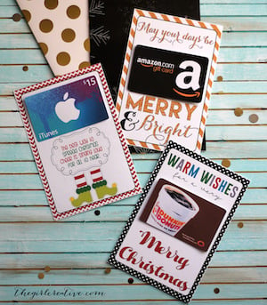 3 printable christmas Gift Card Holders