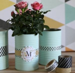 painted tin can planter