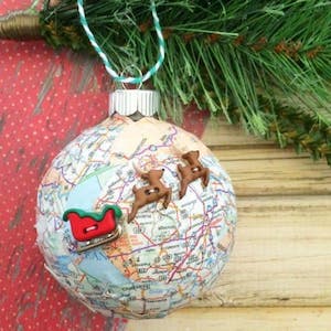 Santa's Sleigh Map Ornament 