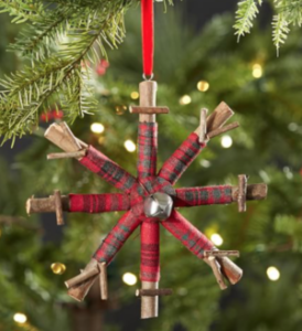  DIY Plaid Twig Snowflake Ornament