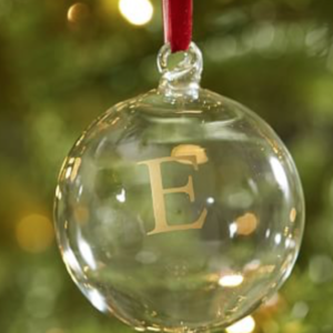 Monogrammed Clear Glass Ornament