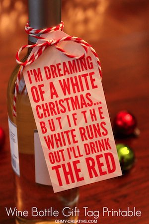 Wine Bottle Gift Tag printable for christmas