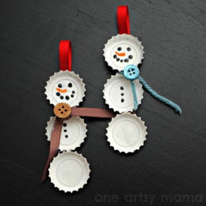 Bottle Cap Snowman Christmas Ornaments 