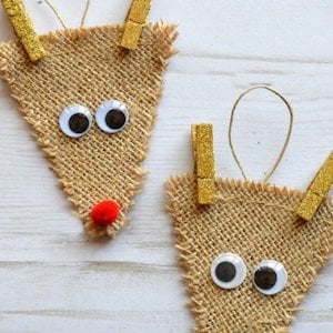 DIY Burlap Reindeer Ornament for kids