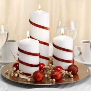 $10 Candy Cane Stripped Candle Centerpiece