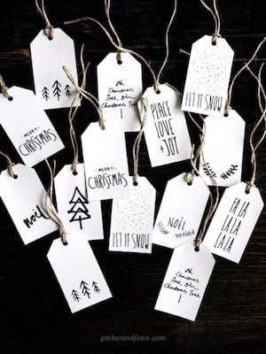 assorted Black and White Christmas Gift Tags