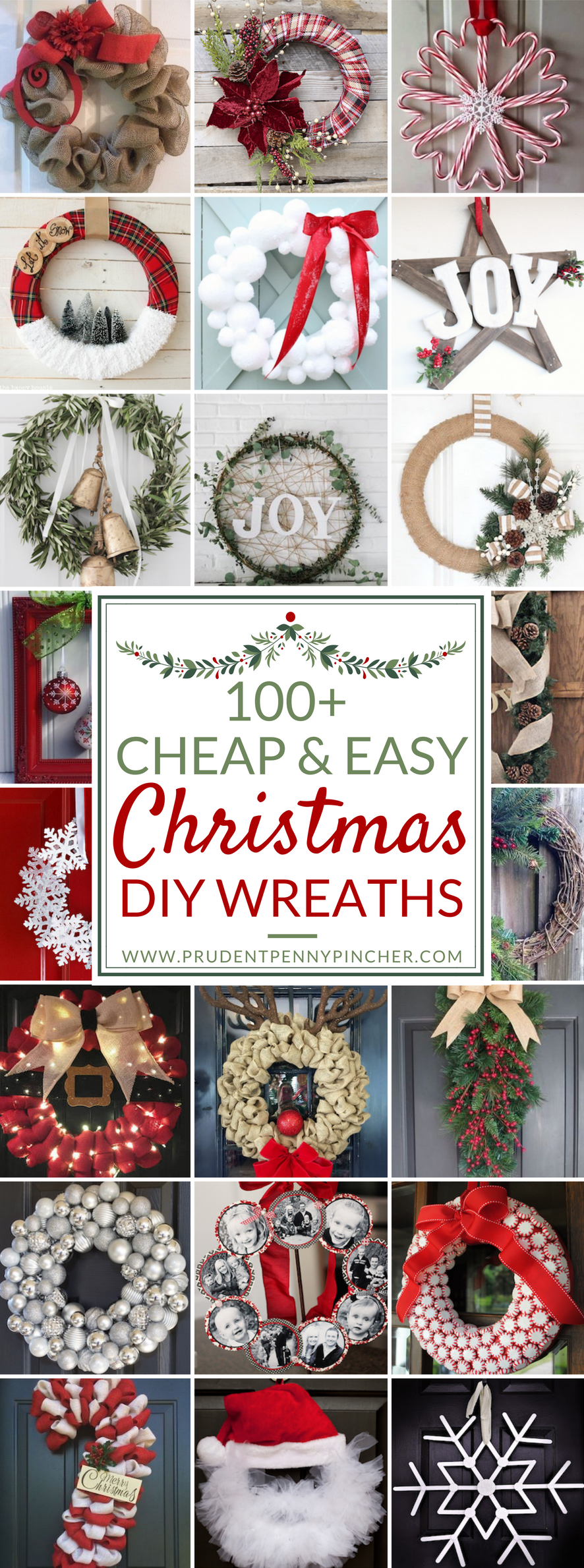 100 Cheap and Easy DIY Christmas Wreaths - Prudent Penny Pincher