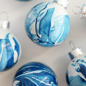 Indigo Marbled Ornaments