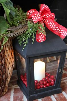 Cranberry Lantern Christmas Centerpiece
