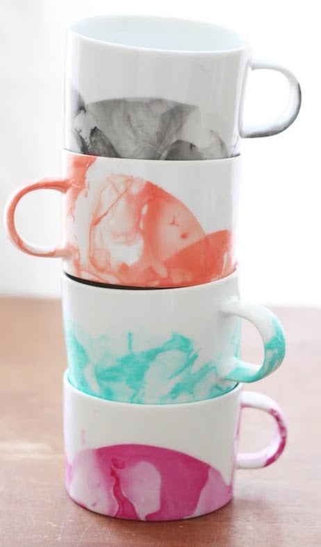 DIY Marbled Mugs Gift