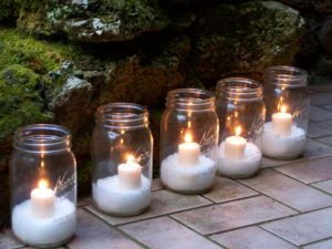 DIY Glitter Snow para velas en tarro Mason