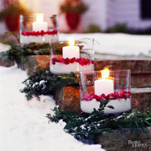 Cranberry Luminary Walkway Decorations