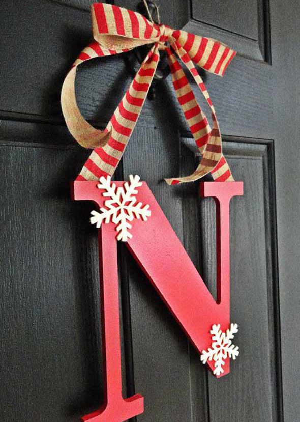 christmas monogram door hanger