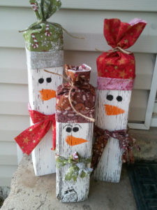 christmas Wood Block Snowmen