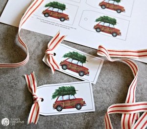 Vintage Red Car gift tags