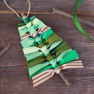 Scrap Ribbon Tree Christmas Ornaments