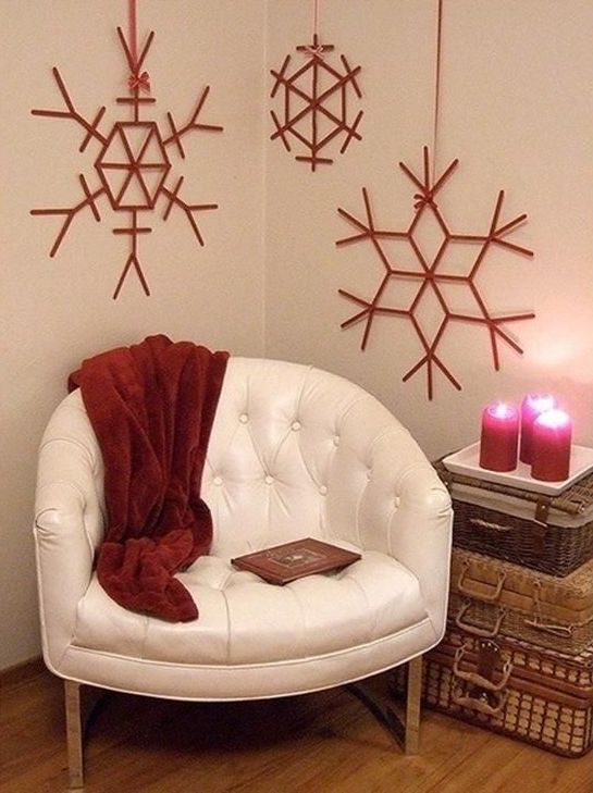 Giant Craft Stick Snowflakes Wall Dollar Store Christmas Decoration