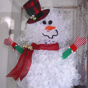 Snowman Deco Mesh Christmas Wreath