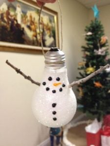Snowman Lightbulb Ornament 