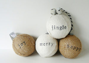 rustic Stamped Burlap Ornaments