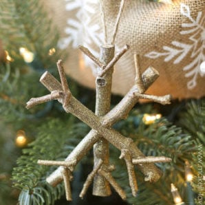 Rustic Twig Snowflake Christmas Ornament