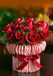 Candy Cane Roses Christmas Centerpiece