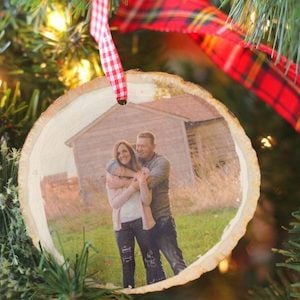 Wood Slice Photo Christmas Ornaments 