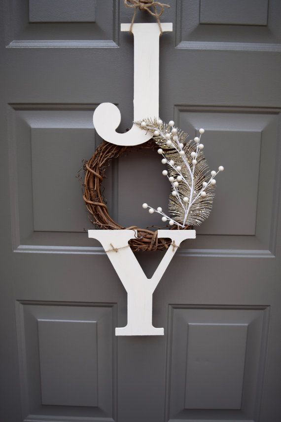 Joy DIY Christmas Wreath Tutorial