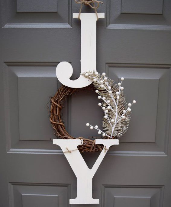 joy letter wreath