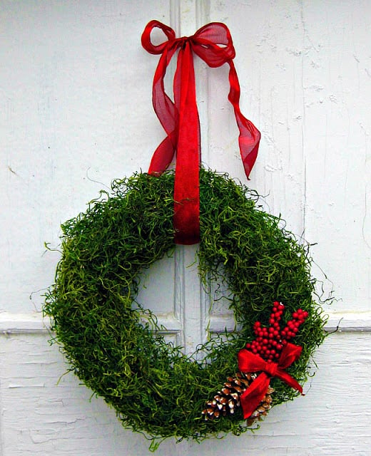 Floral Moss Wreath Dollar Tree Christmas Decor Idea