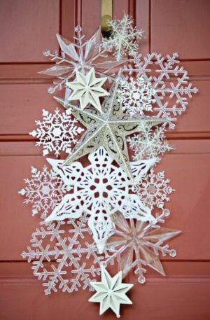 Christmas apartment Dollar Tree Snowflake Door Hanger