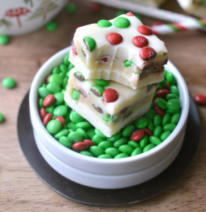 M&M Cookie Dough Stuffed Fudge