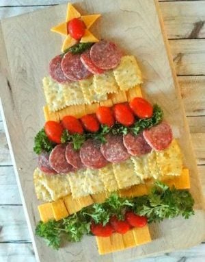 Cheese, Cracker & Sausage Christmas Tree Appetizer