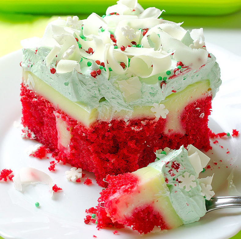 Red Velvet Poke Christmas Cake