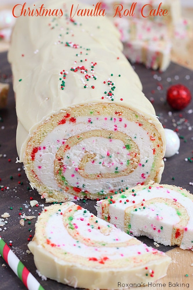 Vanilla Roll Cake Christmas Dessert 