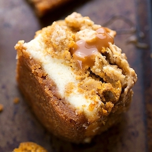 Caramel Pumpkin Cheesecake Bars with a Streusel Topping