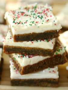 Gingerbread Cookie Bars with Cream Cheese Frosting Christmas Dessert