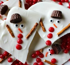 Melted Snowman Chocolate Bark